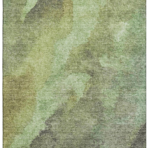 5' X 8' Green And Charcoal Abstract Washable Area Rug With UV Protection