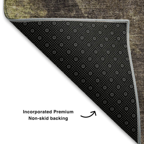 8' X 10' Coffee And Taupe Abstract Washable Area Rug With UV Protection