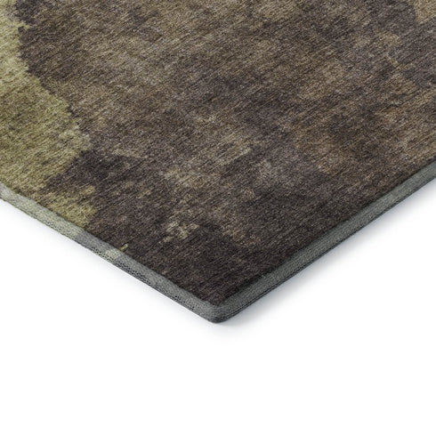 8' X 10' Coffee And Taupe Abstract Washable Area Rug With UV Protection