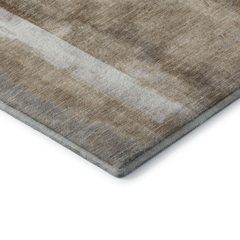 5' X 8' Beige Brown And Gray Abstract Washable Area Rug With UV Protection