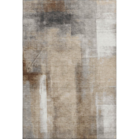 8' X 10' Beige Brown And Gray Abstract Washable Area Rug With UV Protection