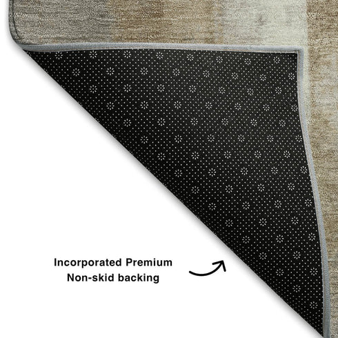 8' X 10' Beige Brown And Gray Abstract Washable Area Rug With UV Protection