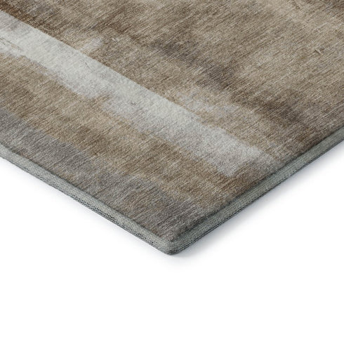8' X 10' Beige Brown And Gray Abstract Washable Area Rug With UV Protection