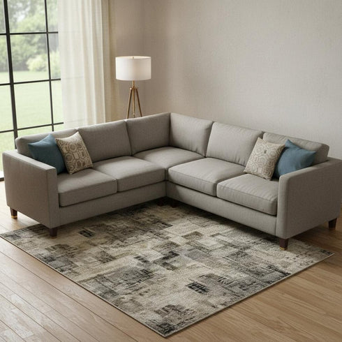 8' X 10' Gold And Blue Abstract Washable Area Rug With UV Protection