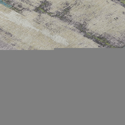 5' X 8' Linen Green And Blue Abstract Washable Area Rug With UV Protection