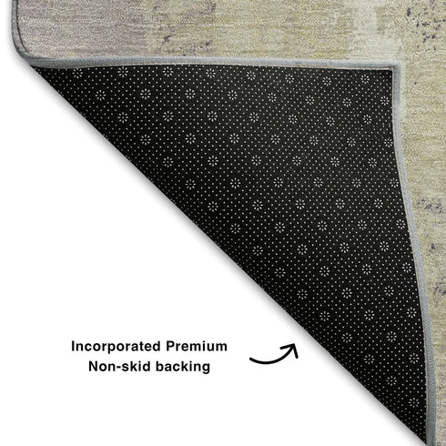 8' X 10' Linen Green And Blue Abstract Washable Area Rug With UV Protection