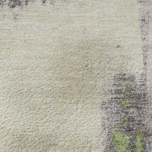8' X 10' Linen Green And Blue Abstract Washable Area Rug With UV Protection