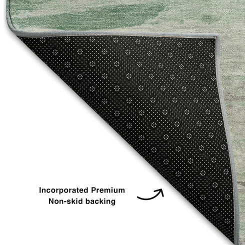 8' X 10' Artichoke Green And Ivory Abstract Washable Area Rug With UV Protection