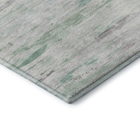 8' X 10' Artichoke Green And Ivory Abstract Washable Area Rug With UV Protection