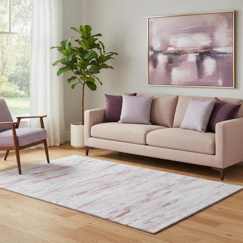 5' X 8' Blush And Ivory Abstract Washable Area Rug With UV Protection