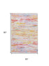 5' X 8' Coral Yellow And Ivory Abstract Washable Area Rug With UV Protection