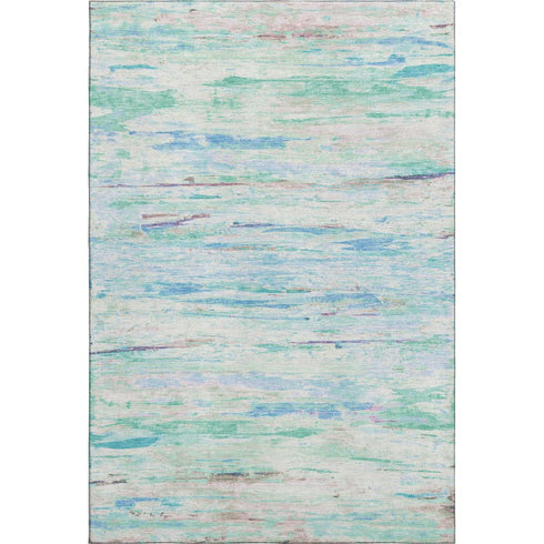 8' X 10' Teal And Ivory Abstract Washable Area Rug With UV Protection