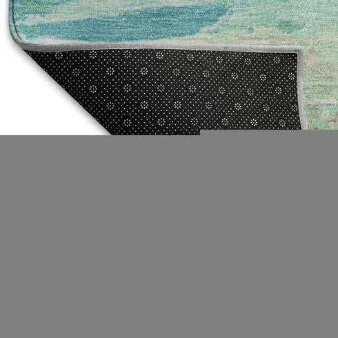8' X 10' Teal And Ivory Abstract Washable Area Rug With UV Protection