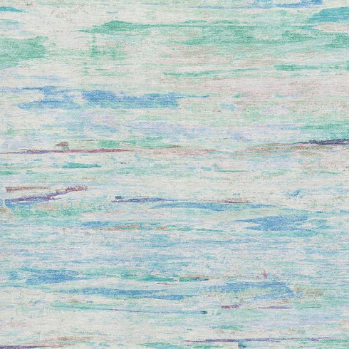 8' X 10' Teal And Ivory Abstract Washable Area Rug With UV Protection