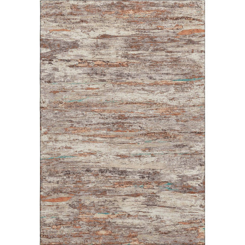 5' X 8' Terra Cotta Beige And Teal Abstract Washable Area Rug With UV Protection