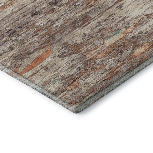 8' X 10' Terra Cotta Beige And Teal Abstract Washable Area Rug With UV Protection
