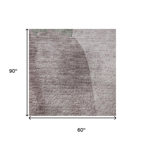 5' X 8' Blush And Gray Abstract Washable Area Rug With UV Protection