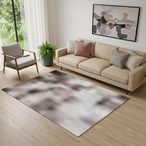 5' X 8' Blush And Gray Abstract Washable Area Rug With UV Protection