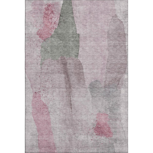 5' X 8' Blush And Gray Abstract Washable Area Rug With UV Protection