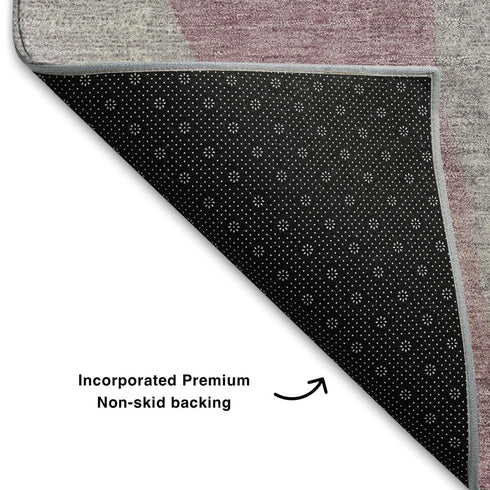 5' X 8' Blush And Gray Abstract Washable Area Rug With UV Protection