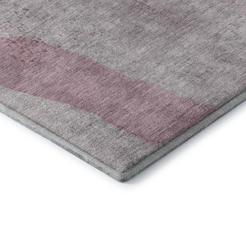 5' X 8' Blush And Gray Abstract Washable Area Rug With UV Protection
