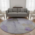 8' Lavender Gold And Gray Abstract Washable Round Rug With UV Protection