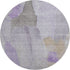 8' Lavender Gold And Gray Abstract Washable Round Rug With UV Protection