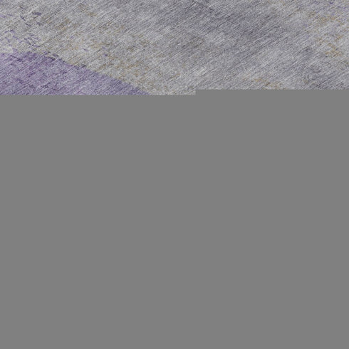 8' Lavender Gold And Gray Abstract Washable Round Rug With UV Protection