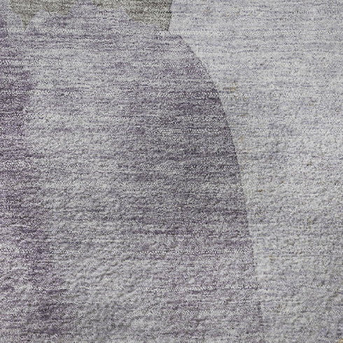 8' Lavender Gold And Gray Abstract Washable Round Rug With UV Protection