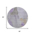 8' Lavender Gold And Gray Abstract Washable Round Rug With UV Protection