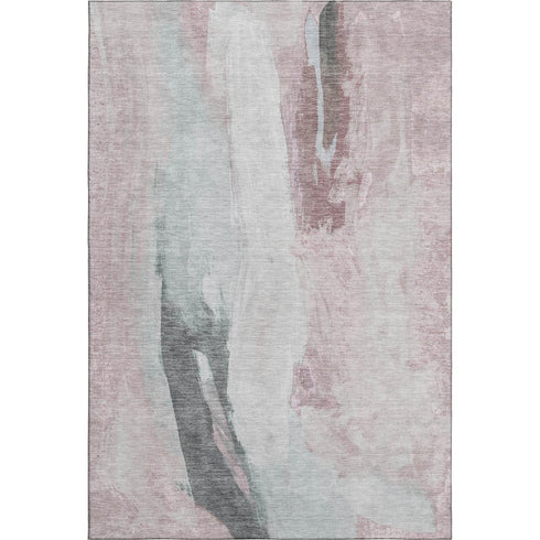 5' X 8' Blush Gray And Ivory Abstract Washable Area Rug With UV Protection