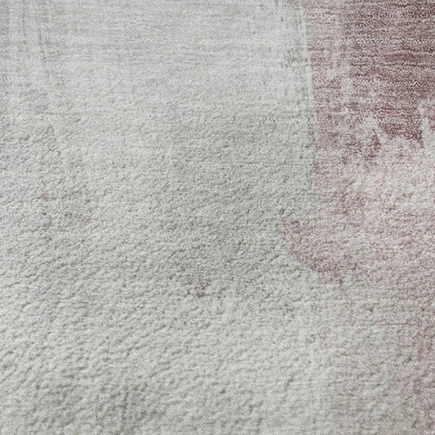 5' X 8' Blush Gray And Ivory Abstract Washable Area Rug With UV Protection