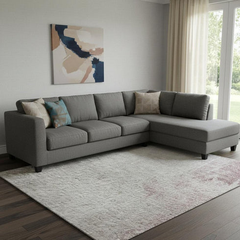 8' X 10' Blush Gray And Ivory Abstract Washable Area Rug With UV Protection
