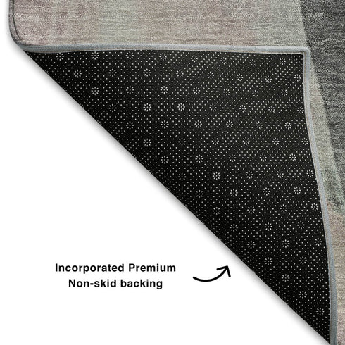 8' X 10' Blush Gray And Ivory Abstract Washable Area Rug With UV Protection