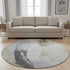 8' Ivory Charcoal And Beige Abstract Washable Round Rug With UV Protection