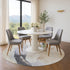 8' Ivory Charcoal And Beige Abstract Washable Round Rug With UV Protection