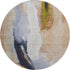 8' Beige Lavender And Ivory Abstract Washable Round Rug With UV Protection