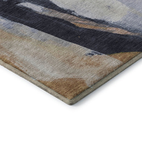 8' Beige Lavender And Ivory Abstract Washable Round Rug With UV Protection