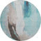 8' Teal Khaki And Ivory Abstract Washable Round Rug With UV Protection