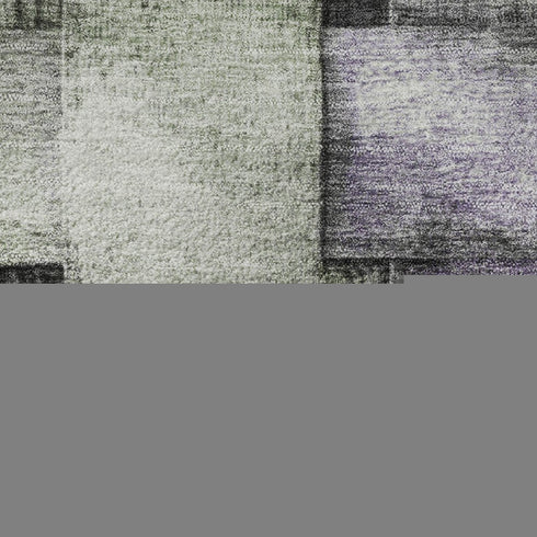 8' X 10' Sage And Lavender Striped Washable Area Rug With UV Protection