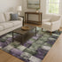 8' X 10' Sage And Lavender Striped Washable Area Rug With UV Protection