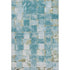 8' X 10' Teal And Khaki Striped Washable Area Rug With UV Protection