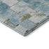 8' X 10' Teal And Khaki Striped Washable Area Rug With UV Protection