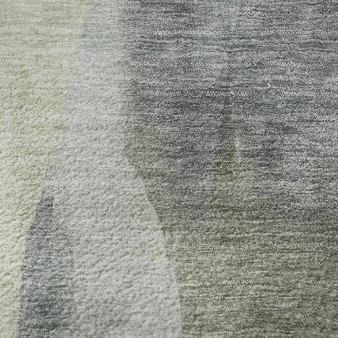 8' X 10' Artichoke Green Gray And Beige Abstract Washable Area Rug With UV Protection
