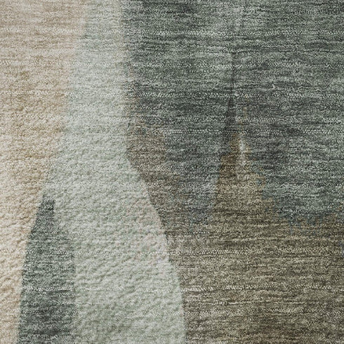 5' X 8' Beige Blue And Ivory Abstract Washable Area Rug With UV Protection