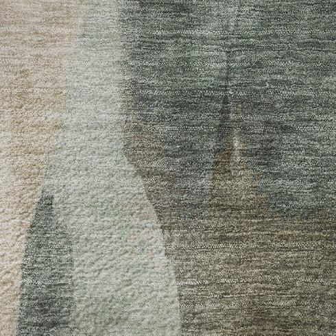 8' X 10' Beige Blue And Ivory Abstract Washable Area Rug With UV Protection