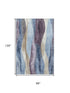 8' X 10' Denim Blue Purple And Beige Abstract Washable Area Rug With UV Protection