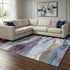 8' X 10' Denim Blue Purple And Beige Abstract Washable Area Rug With UV Protection