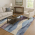 8' X 10' Denim Blue Purple And Beige Abstract Washable Area Rug With UV Protection