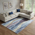 9' X 12' Denim Blue Purple And Beige Abstract Washable Area Rug With UV Protection